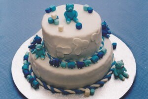 teddybearsscan train baby cake