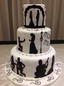 silhouette wedding cake