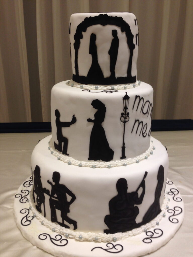 silhouette wedding cake