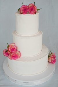 simple roses wedding cake