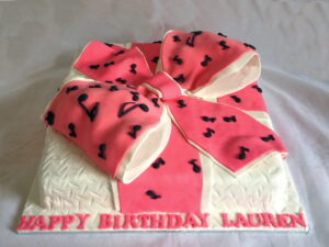 gift box cake with musical notes